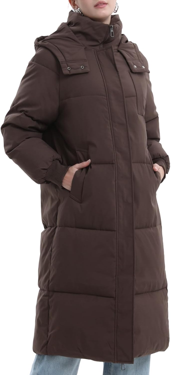 Long Puffer Jacket for Women, Thickened Winter Coat Hooded with Deep Pockets, Ladies Warm Winter Jacket