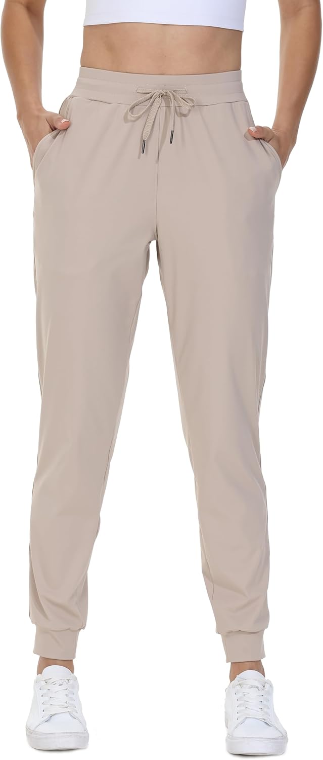 Women Athletic Joggers Pants with Pockets Workout Running Gym Track Travel Lounge Casual Stretch Tapered Sweatpants