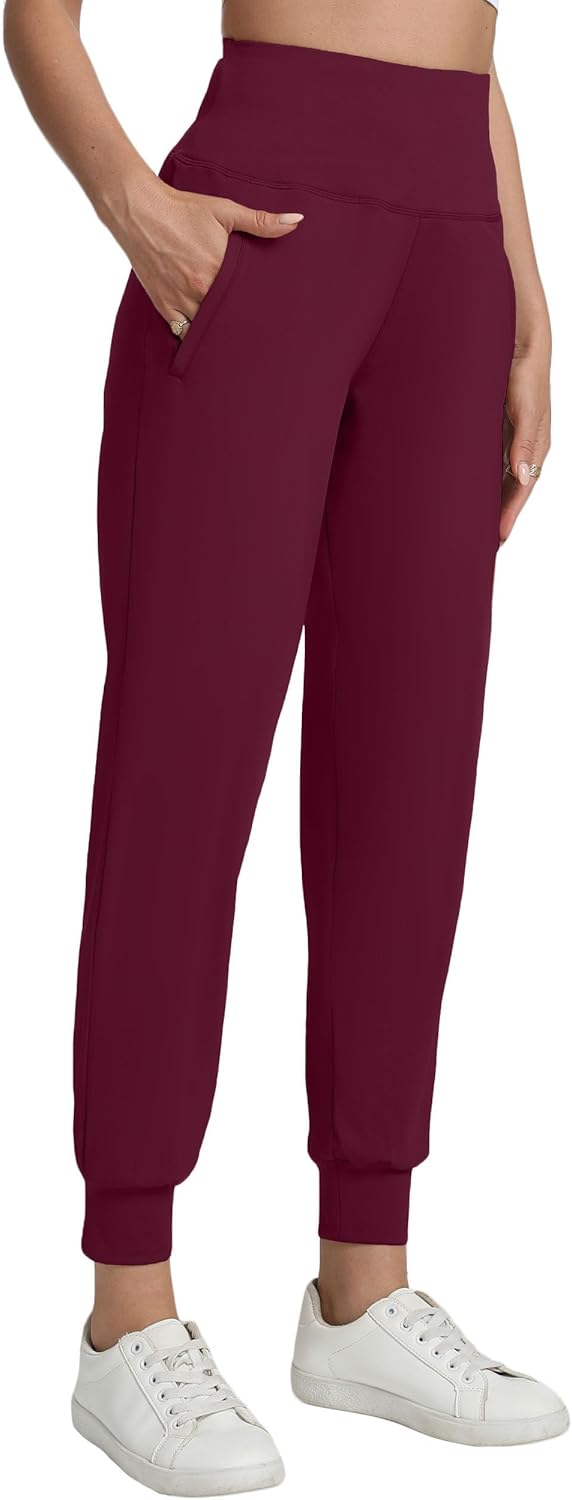 Women's Yoga Pants with Zipper Pockets - Lightweight High Waist Joggers for Gym, Running, Workout, Casual