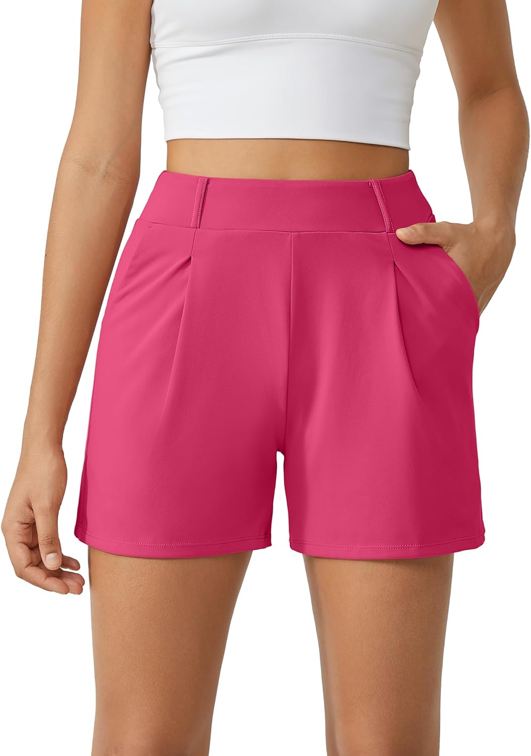 Trendy Shorts for Women Dressy Casual High Waisted Lounge Summer Pleated Shorts with Pockets