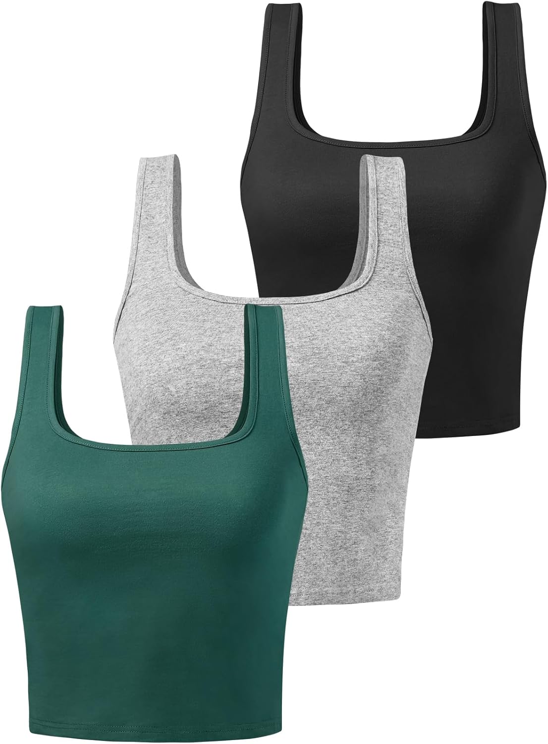 Sports Crop Tank Tops for Women Cropped Workout Tops  Running Yoga Tanks Cotton  Gym Shirts 3 Pack