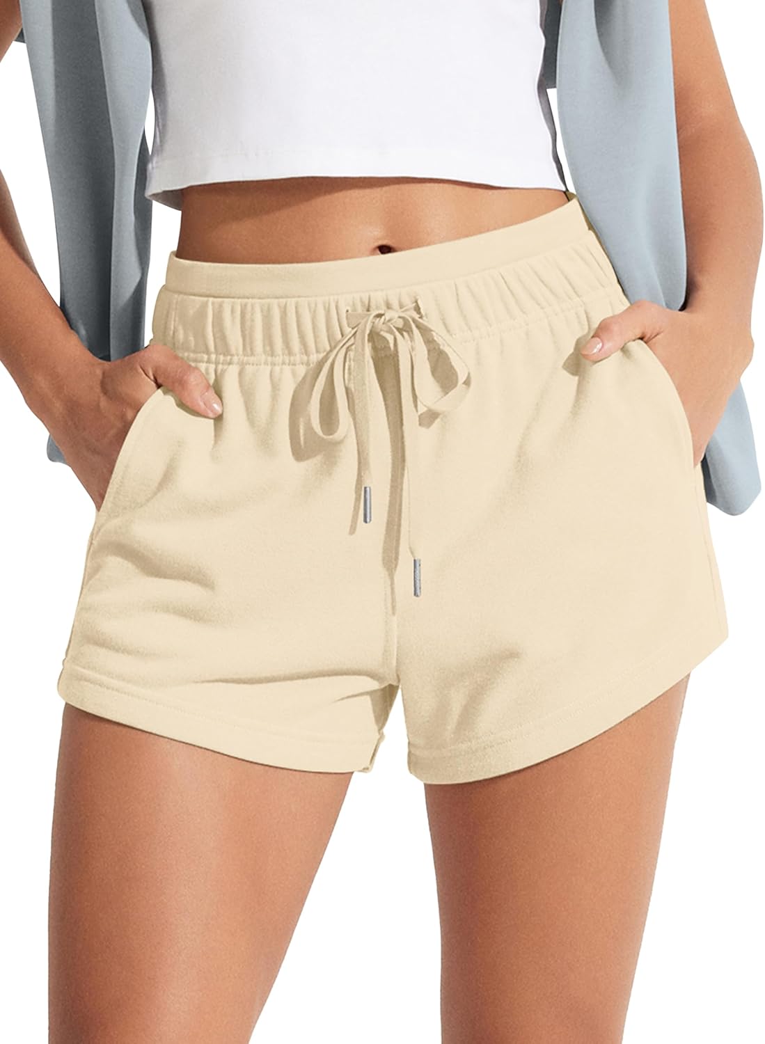 Women's Sweat Shorts with Pockets Cotton French Terry Drawstring Summer Workout Casual Lounge Shorts